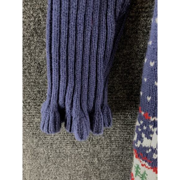 Tahari Baby Girl Knit Dress Long Sleeve Christmas Reindeer Design Blue Size 24 - Picture 5 of 12